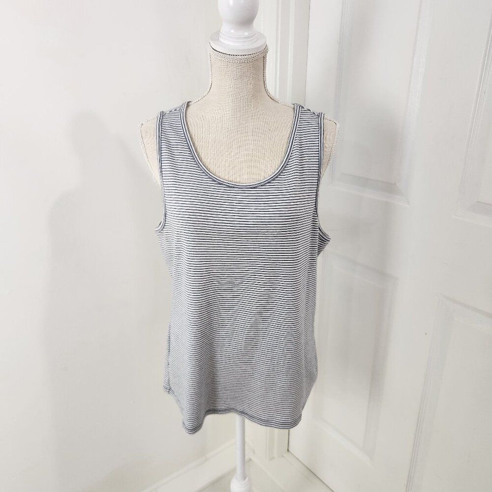 Pendleton Top Womens XL Gray Striped Tank Capsule Wardrobe Nautical Beachy